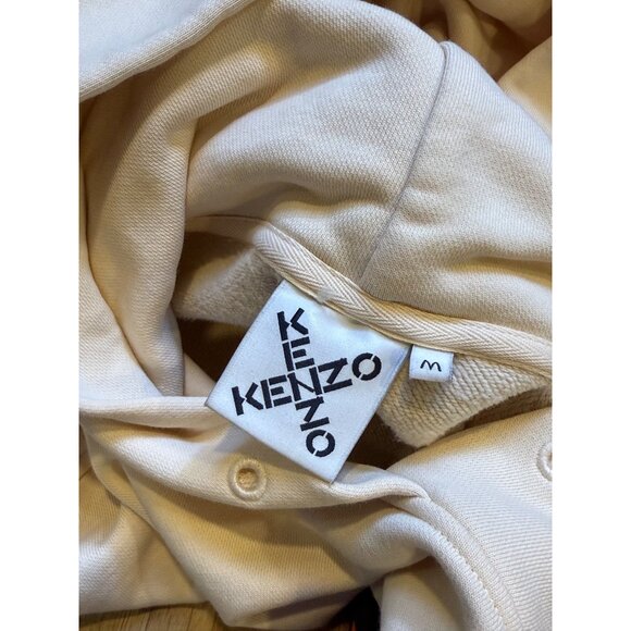 Kenzo Cream White Cropped‎ Hoodie With Logo Medium - Picture 4 of 7